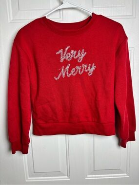 Cat & Jack Red 'Very Merry' Holiday Sweatshirt